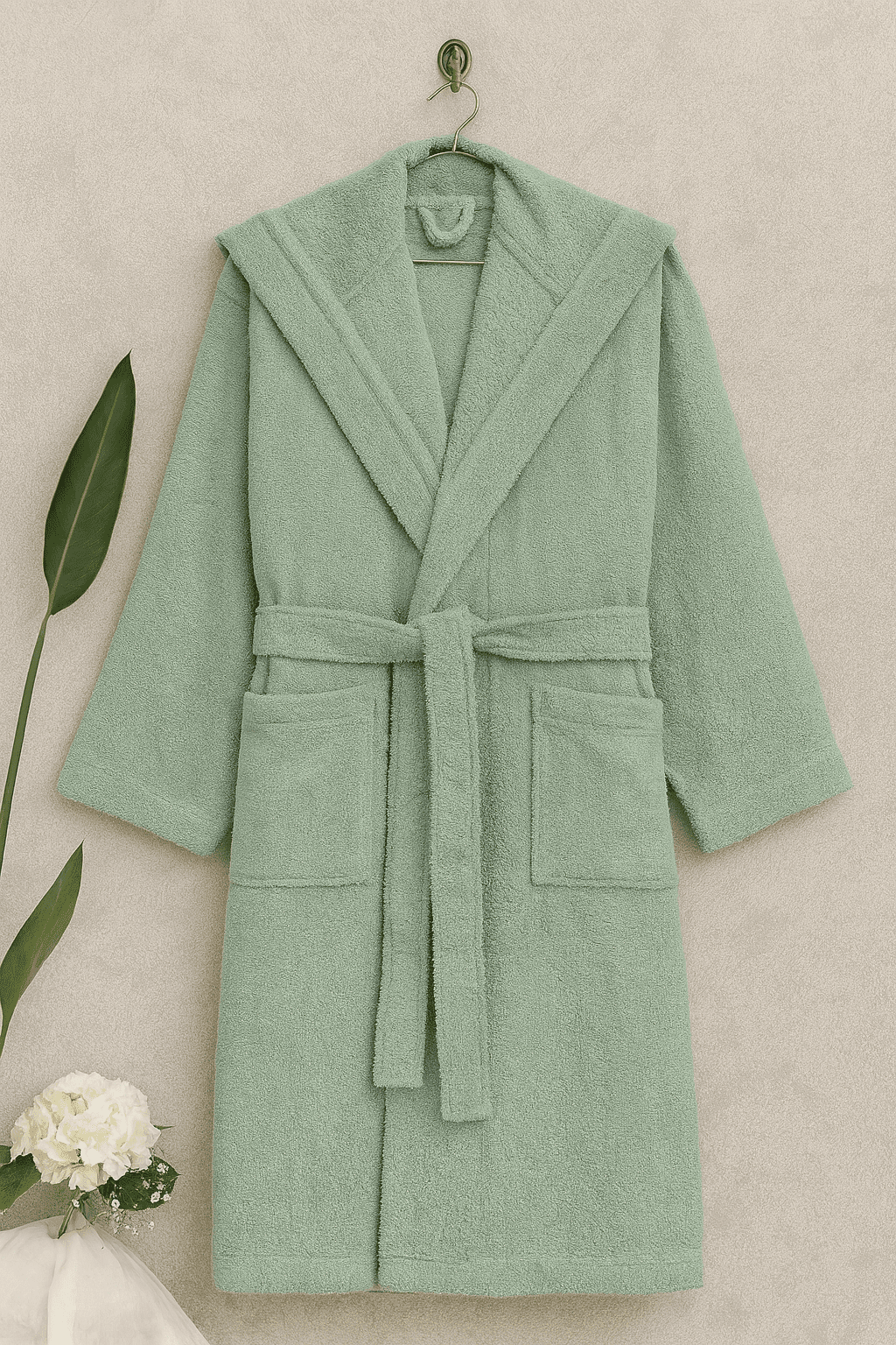 ChatGPT Image Aug 11, 2025, 10_08_09 PM „Ментово Спокойствие“ Халат с качулка за баня – размер XXL – 100% Памук - Image 1