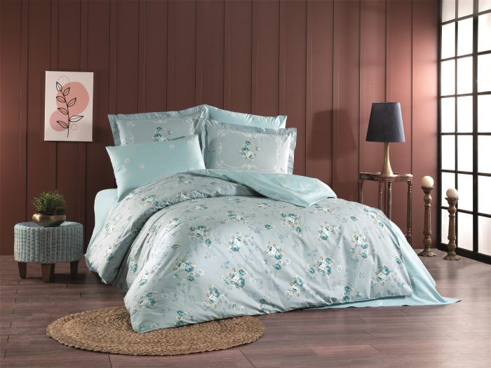 „Hobby Poplin Martha Mint“ Спално бельо – 4 части – за спалня - Image 1