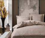 Памук сатен “Beige Elegance” Satin Stripe – 4 части – за спалня