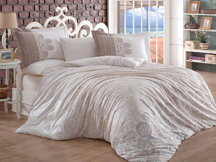 „Hobby Poplin Irene Bej“ Спално бельо – 4 части – за спалня - Image 1