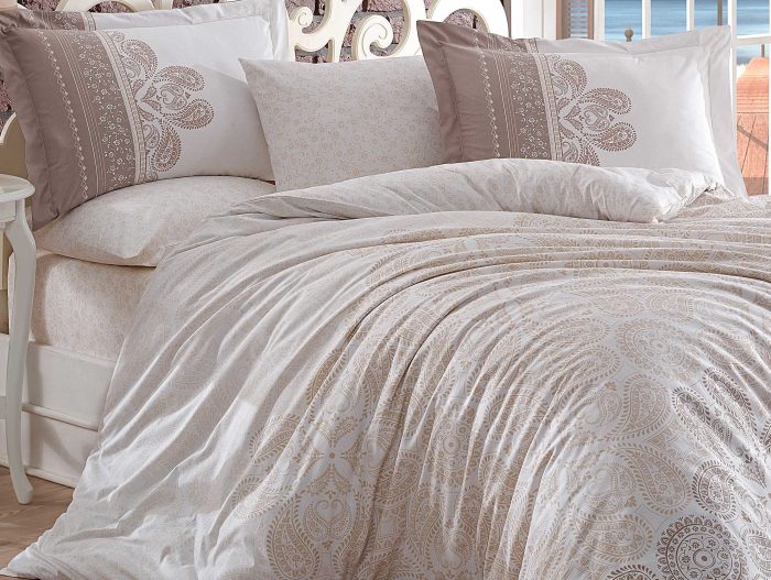 „Hobby Poplin Irene Bej“ Спално бельо – 4 части – за спалня - Image 2