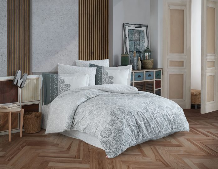 „Hobby Poplin Irene Gri“ Спално бельо – 4 части – за спалня - Image 1