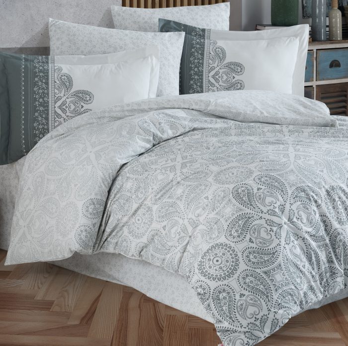 „Hobby Poplin Irene Gri“ Спално бельо – 4 части – за спалня - Image 2