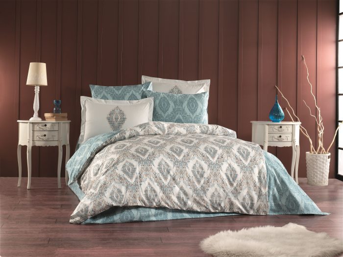 „Hobby Poplin Retro Mint“ Спално бельо – 4 части – за спалня - Image 1