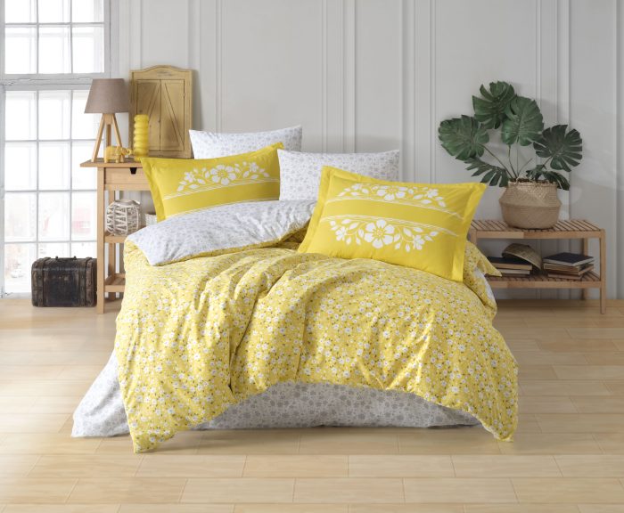 „Hobby Poplin Sofia Sarı“ Спално бельо – 4 части – за спалня - Image 1