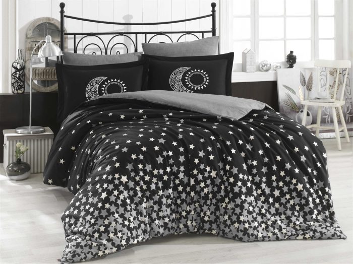 „Hobby Poplin Star’s Siyah“ Спално бельо – 4 части – за спалня - Image 1