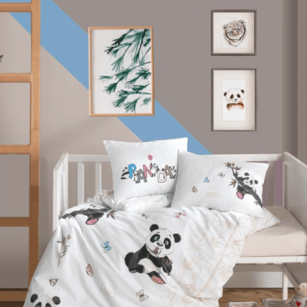 „Cute Panda“ Детски спален комплект Clasy Памук Ранфорс – 4 части – за детско легло
