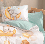 „Sweet Dreams“ Детски спален комплект с мече и зайче – Памук Ранфорс – 4 части – за детско легло - Image 2