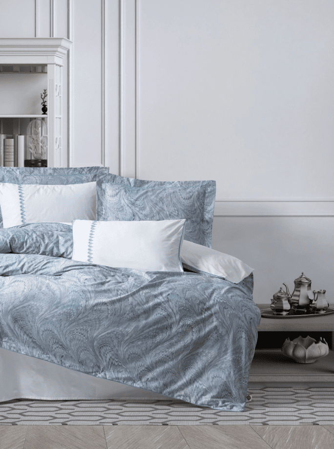 Без име Спално бельо “Stilla-Bluе” - Elite Saten 300TC - Cotton Box- Памук сатен-6 части - Image 1