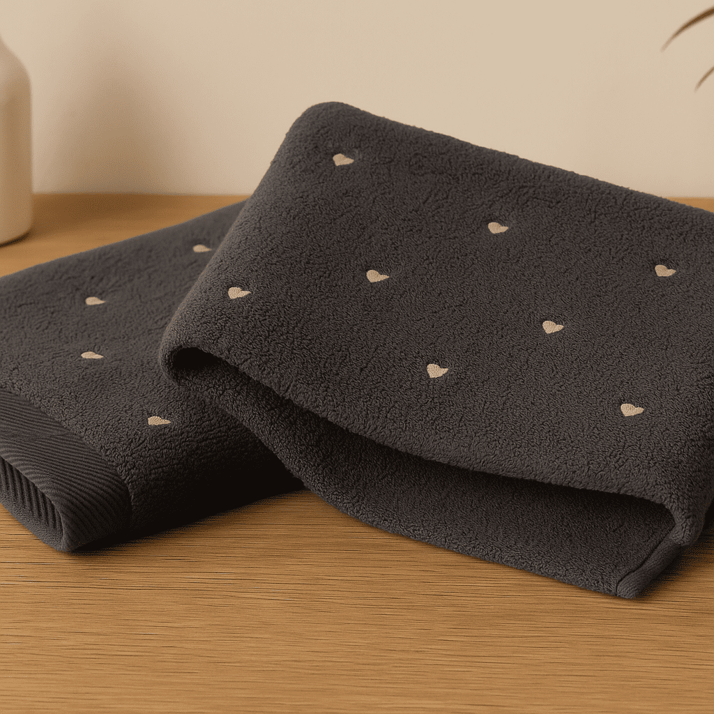 кърпи с розови сърчица „Миг Любов“ Луксозна хавлиена кърпа от 100% микро памук - Image 1