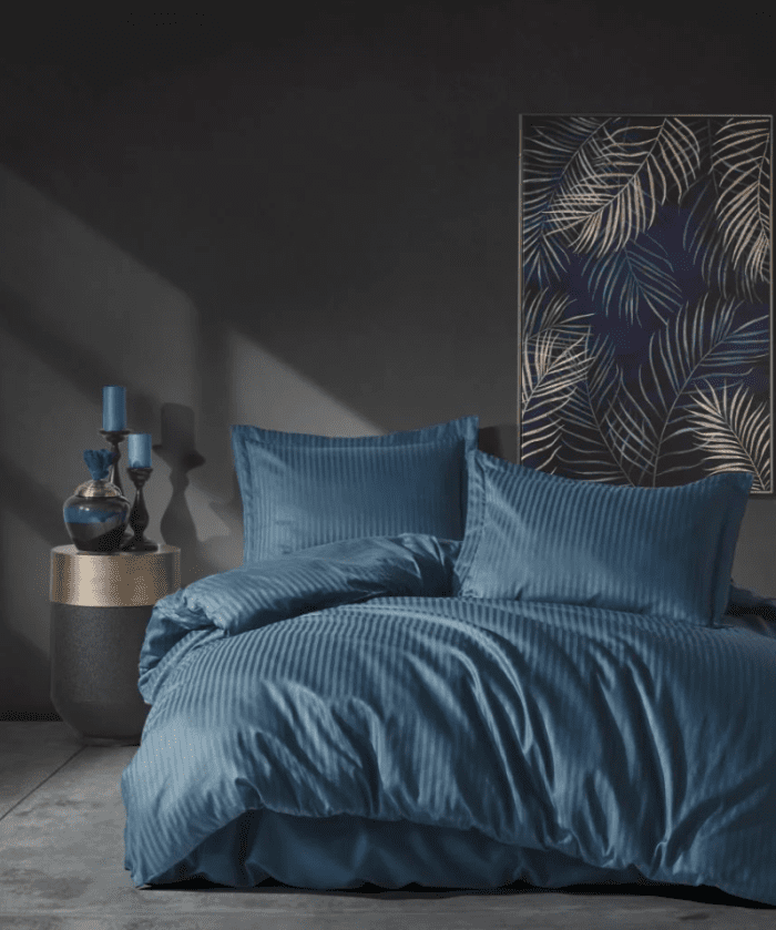 Памук сатен “Petrol Elegance” Satin Stripe – 4 части – за спалня - Image 1