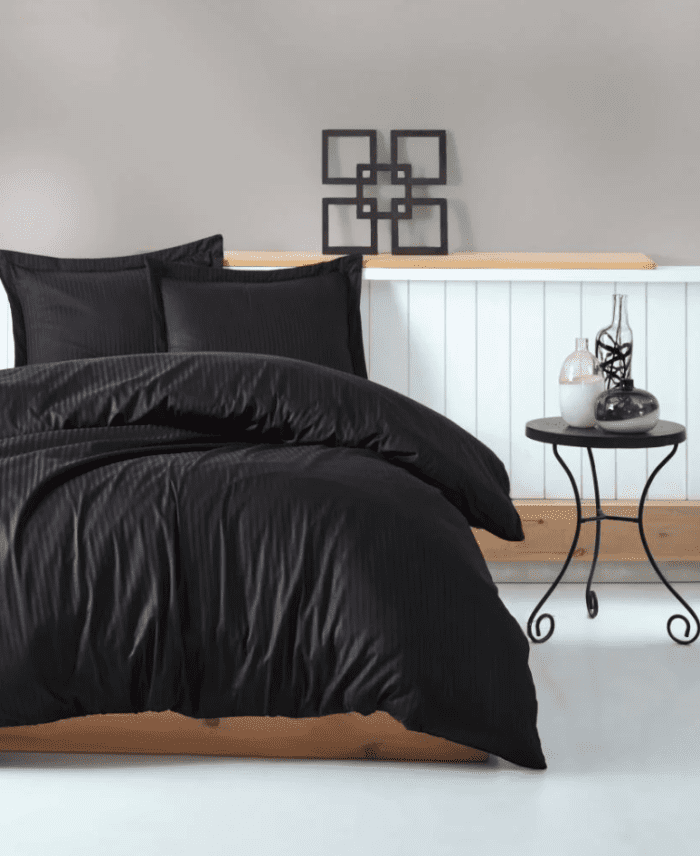 Памук сатен „Elegant Black Stripes“ – 4 части – за спалня - Image 1