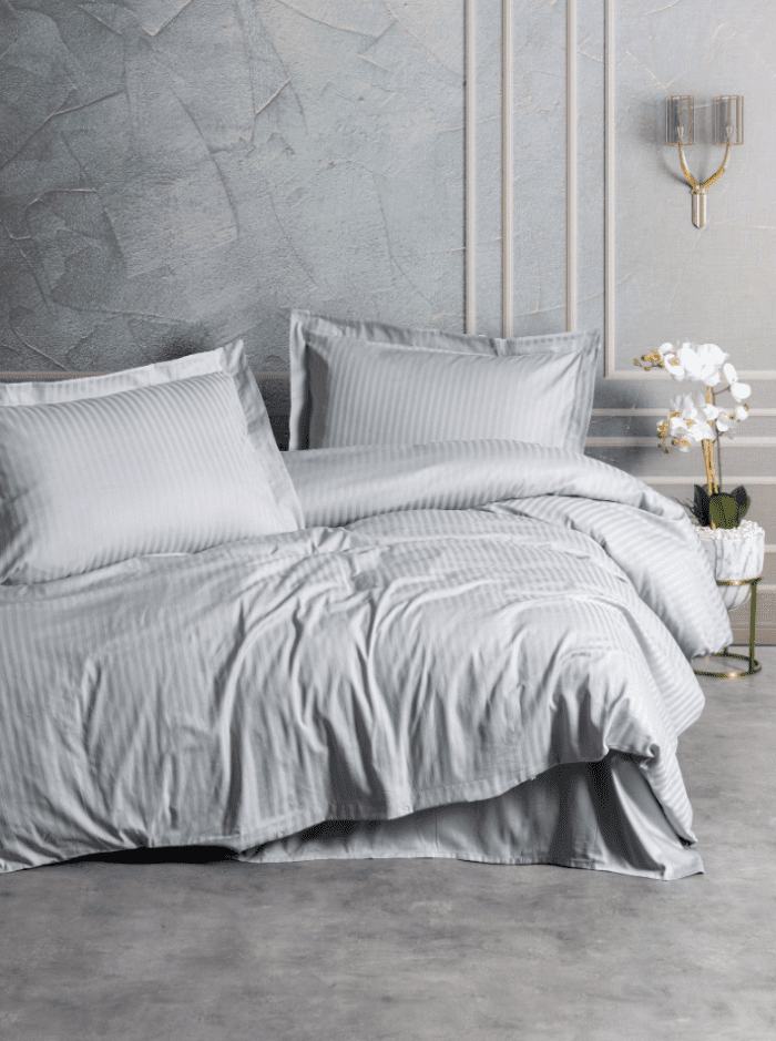 Памук сатен “Silver Shine” Satin Stripe – 4 части – за спалня - Image 1