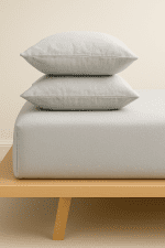 „Светло сив“ Долен чаршаф с ластик + 2 калъфки – Памук Ранфорс – за легло 140x200 см