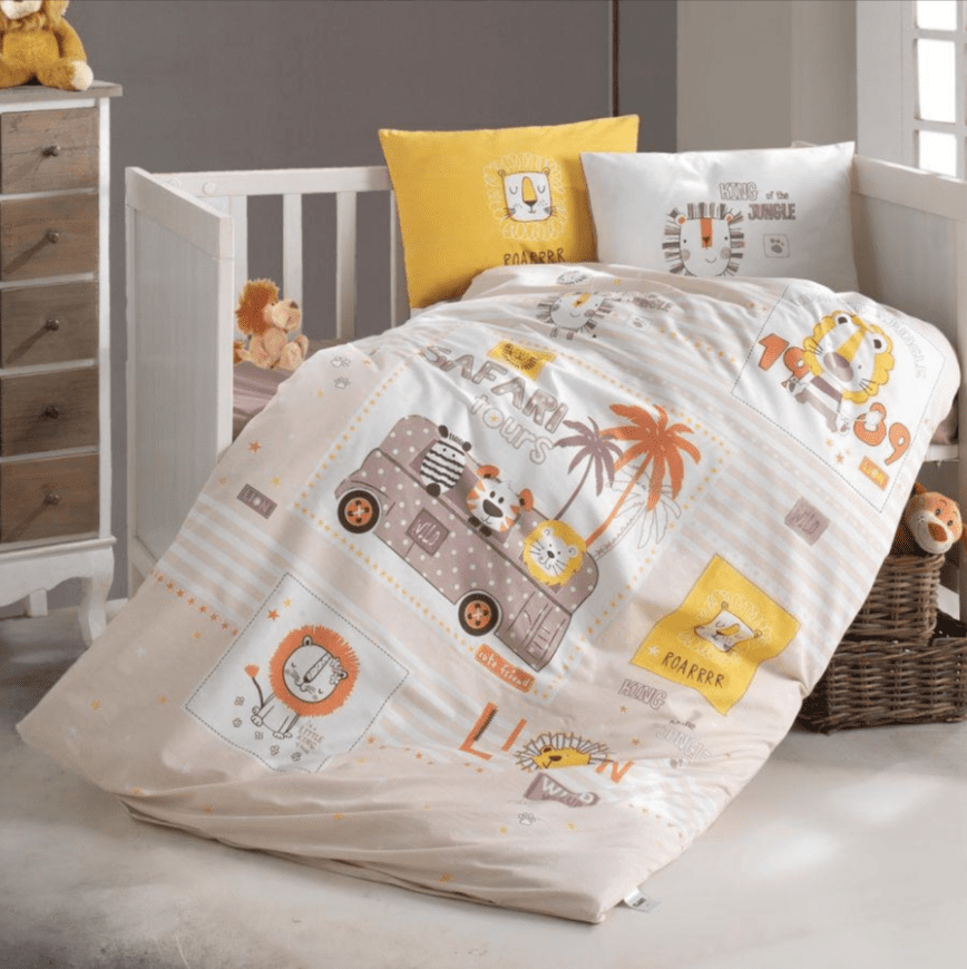 Lion1 „Lion Safari“ бебешко спално бельо – Памук Ранфорс – 4 части - Image 1