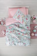 „Twinka Pink“ Детски спален комплект Памук Ранфорс – 3 части – за единично легло