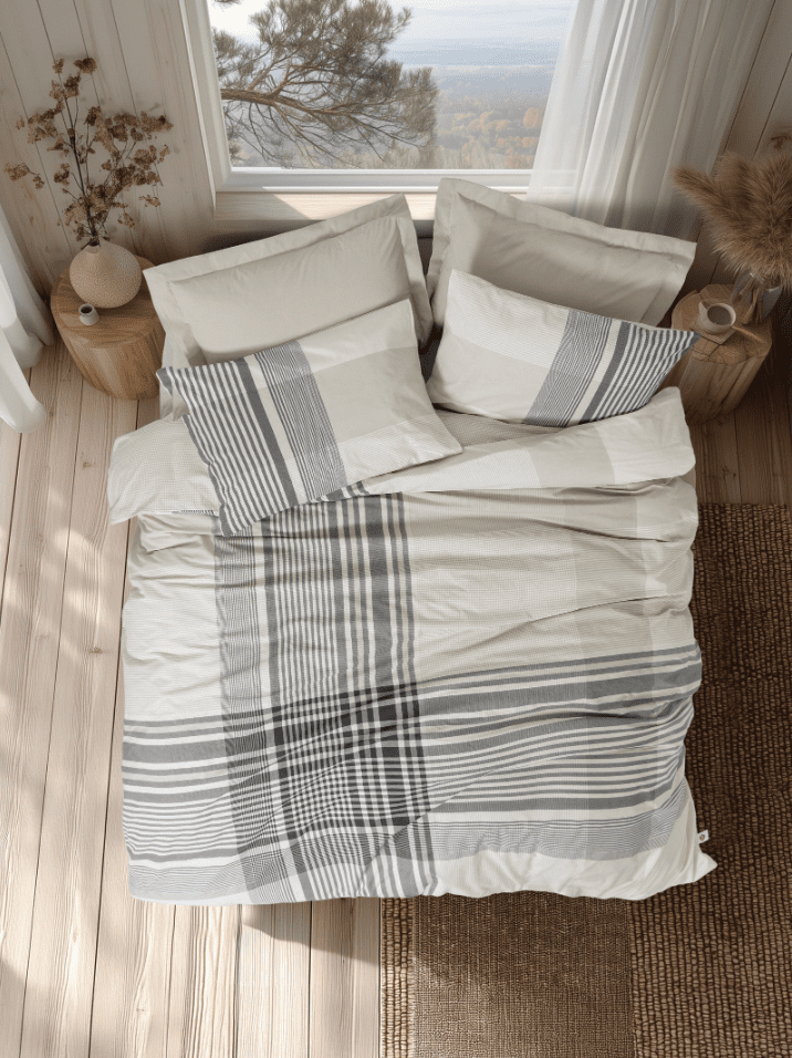 soren bej1 „Soren Beige“  спален комплект Памук Ранфорс – 3 части – за единично легло - Image 1