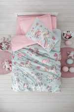 „Twinka Pink“ Детски спален комплект Памук Ранфорс – 3 части – за единично легло