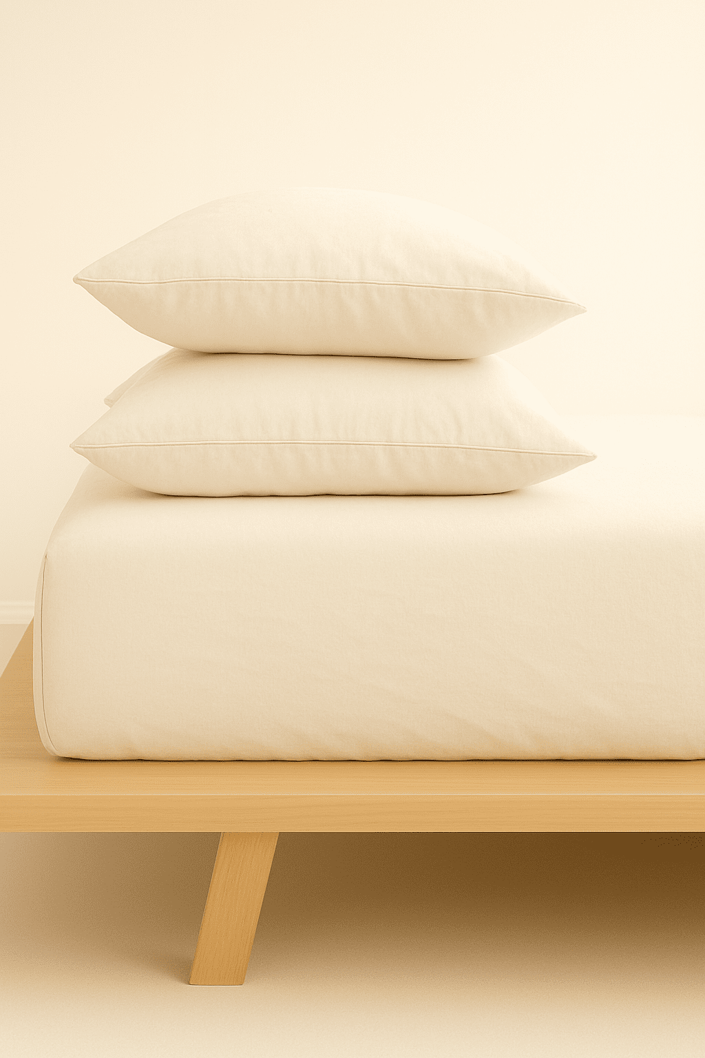 екрю „Екрю“ Долен чаршаф с ластик +2 калъфки – Памук Ранфорс – за легло 160x200 +30см - Image 1