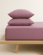 „Лилаво“ Долен чаршаф с ластик + 2 калъфки – Памук Ранфорс – за легло 180x200 см