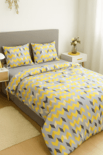 „Слънчев Графит“ Спално бельо, Памук Ранфорс - 5 части с 2 плика, чаршаф с ластик