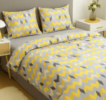 „Слънчев Графит“ Спално бельо, Памук Ранфорс - 5 части с 2 плика, чаршаф с ластик - Image 2