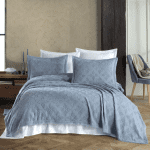 „Сини Листа“ Покривало за легло – 100% Памук – 3 части – 230x250 см