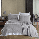 „Сива Елегантност“ Памучно покривало с две калъфки – 230x250 см
