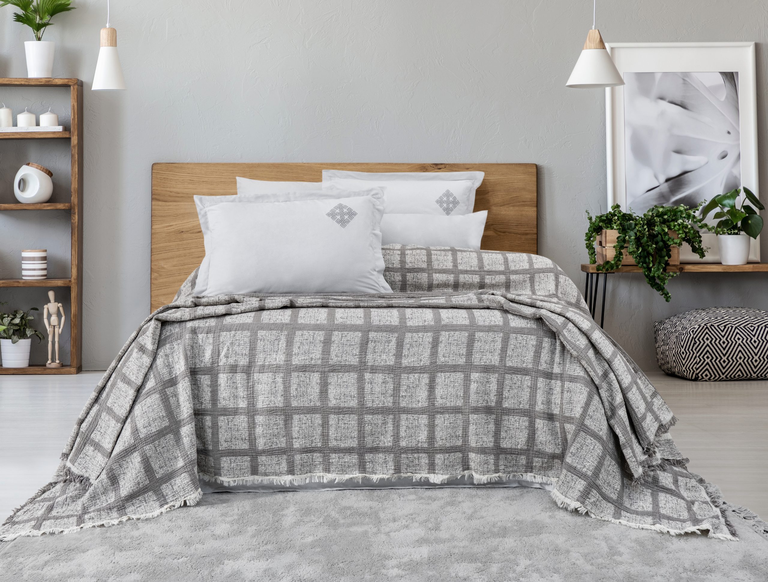 _DSF9024 copy „Carelia Gray“ комплект Перкал с покривало Муселин – 6части - Image 1