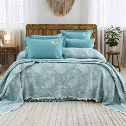 „Edna Turkuaz“ комплект Перкал с покривало Муселин – 6части