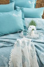 „Edna Turkuaz“ комплект Перкал с покривало Муселин – 6части - Image 2