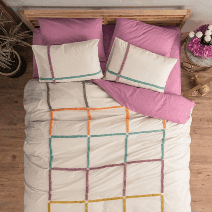 Спално бельо „Gul“-puff бродерия-Памук Ранфорс-6 части-Cotton Box