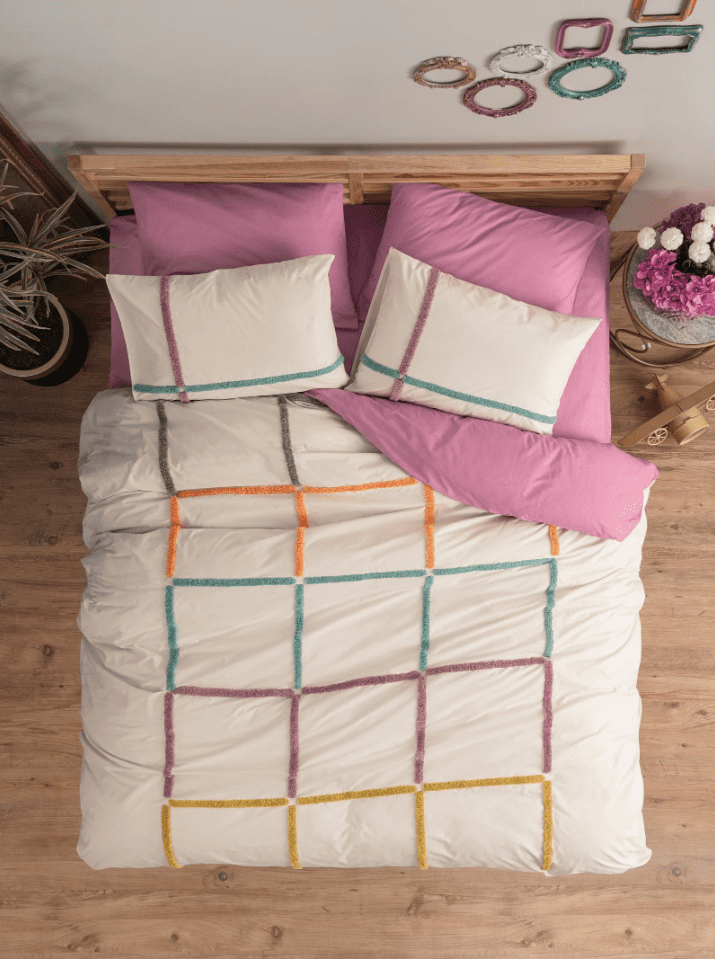 gul 1 Спално бельо „Gul“-puff бродерия-Памук Ранфорс-6 части-Cotton Box - Image 1