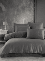 Clasy -„Velinor Grey“ - Бутиков спален комплект Памук Сатен - 6 части - за двойно легло