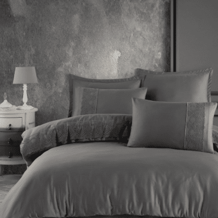 Clasy -„Velinor Grey“ - Бутиков спален комплект Памук Сатен - 6 части - за двойно легло