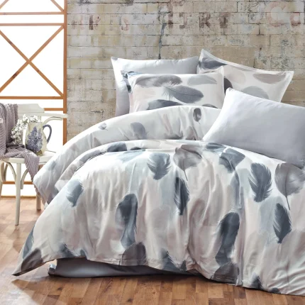Луксозен спален комплект с 2 завивки-Majoli "TUY V1 Grey" , 100% памук ранфорс