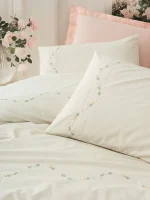 „Orya-Somon“ Спален комплект Памук Ранфорс – Нежна бродерия-6 части | COTTON BOX - Image 2