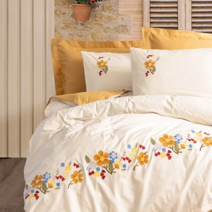 „Pamuya Hardal“ Спален комплект Памук Ранфорс – с бродерия-6 части | COTTON BOX
