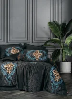 Спално бельо „Dorhan Siyah” -  Palace Saten 300TC - Cotton Box- Памук сатен-6 части