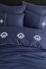 Спално бельо -Hobby - Памук Сатен с бродерия „Elegant Olimpos-Navy Blue“ - 6 части – за спалня - Image 3