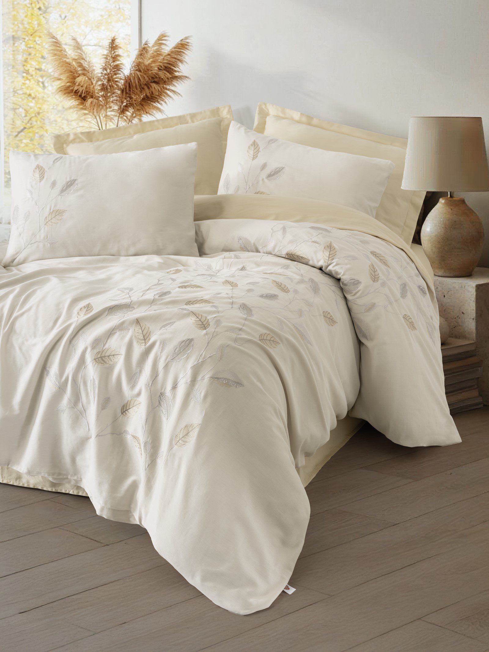 Blade Bej - Brode Saten Nevresim Takimi Спално бельо „Blade Bej“ Cotton box -6 части - Image 1