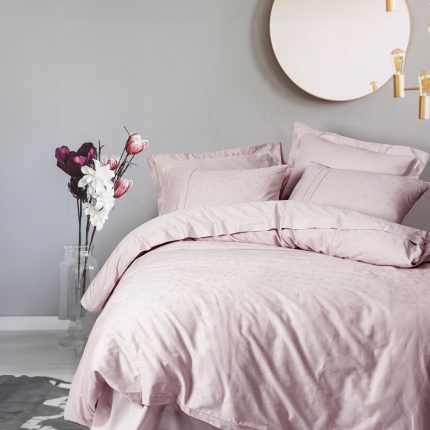 Жакардов сатенен спален комплект „Jana Pudra“ – Cotton Box – 6 части – 100% памук – пудра розово