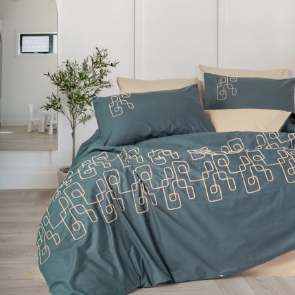 Спално бельо „Kerja Bej“-puff бродерия-Памук Ранфорс-6 части-Cotton Box