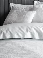 Жакардов сатенен спален комплект „Leaf Buz Mavi“ – Cotton Box – 6 части – 100% памук – леденосин / светлосив - Image 2