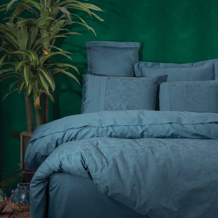 Жакардов сатенен спален комплект „Sante Petrol“ – Cotton Box – 6 части – 100% памук – петролено син