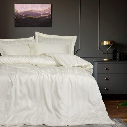 Спален комплект Smart Bamboo – Stripe Ekru – 6 части – за двойно легло
