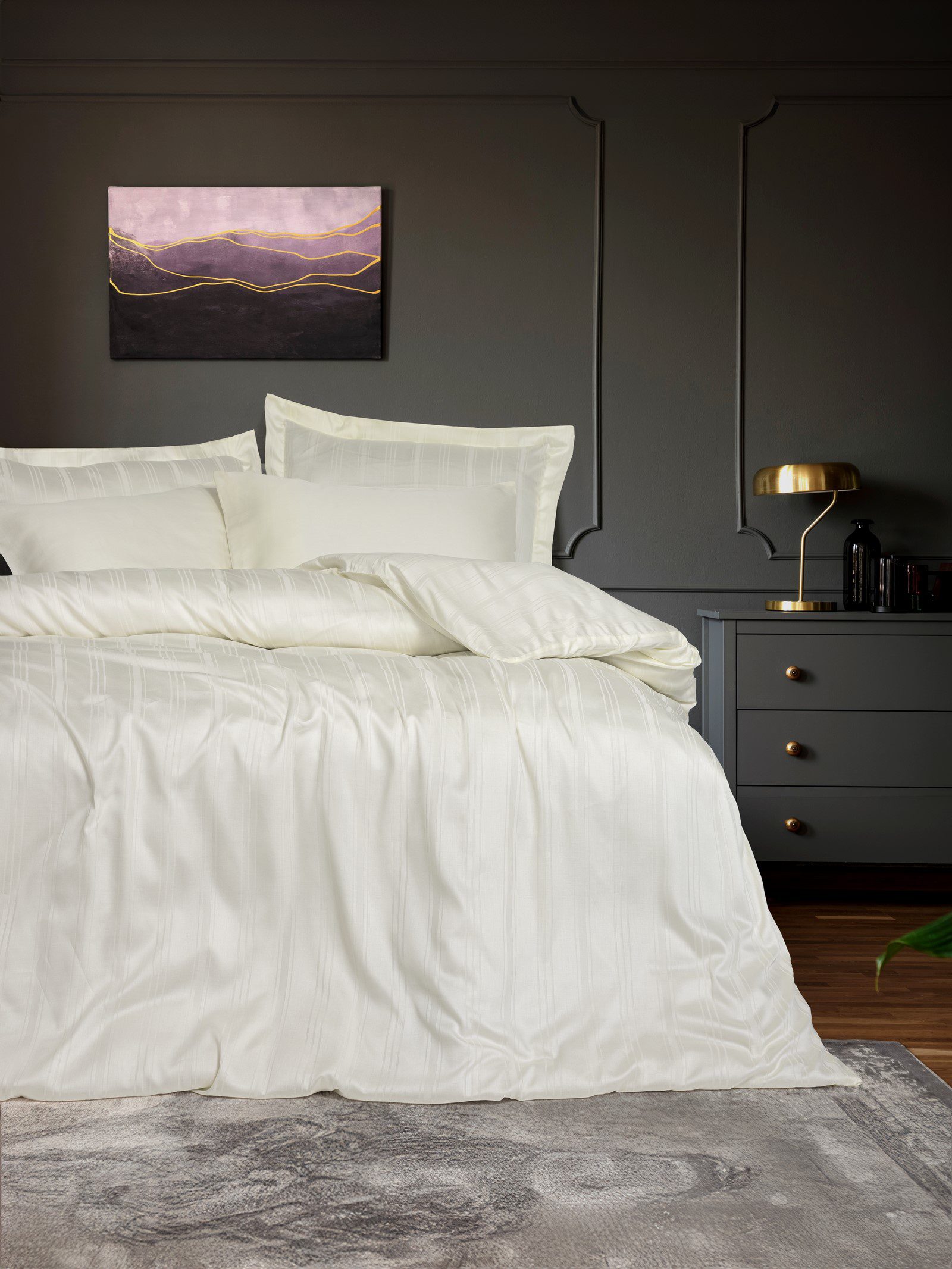 Stripe Ekru - Smart Bambu Nevresim Takimi Спален комплект Smart Bamboo – Stripe Ekru – 6 части – за двойно легло - Image 1