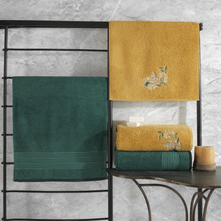 Cotton Box – Луксозен комплект кърпи Yesil / Sari (Зеленo и Горчица)– 4 части – 100% Памук