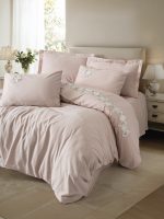 Спално бельо - Памук сатен „Zena Lila“ с 3D Бродерия - Cotton box -6 части