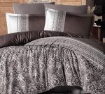 Спално бельо – Clasy – Delux Saten “Nobel V2 Kahve” – 6 части – за спалня - Image 2